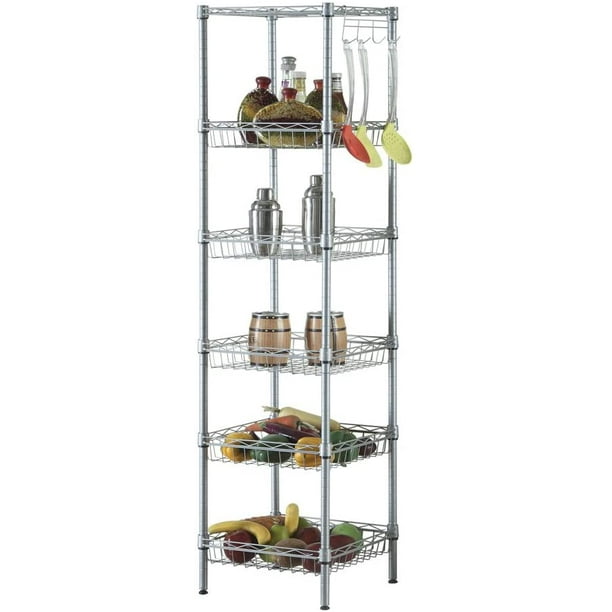Storage Books for Both Household and Restaurant Compact 6 Layers Carbon Steel Sturdy Storage Rack Silver Color for Shoes 